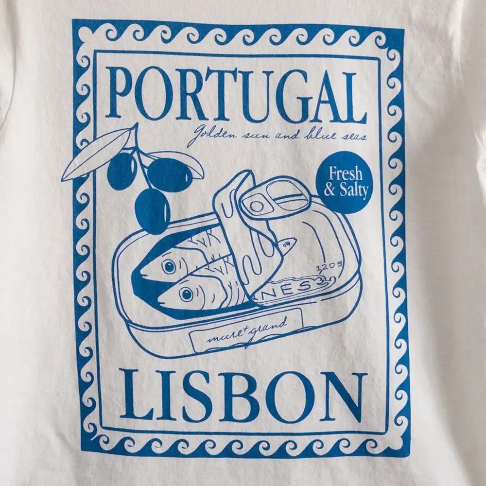 Mure & Grand Portugal Lisbon Sardines Fresh & Salty White T-Shirt Size Medium - Picture 3 of 4